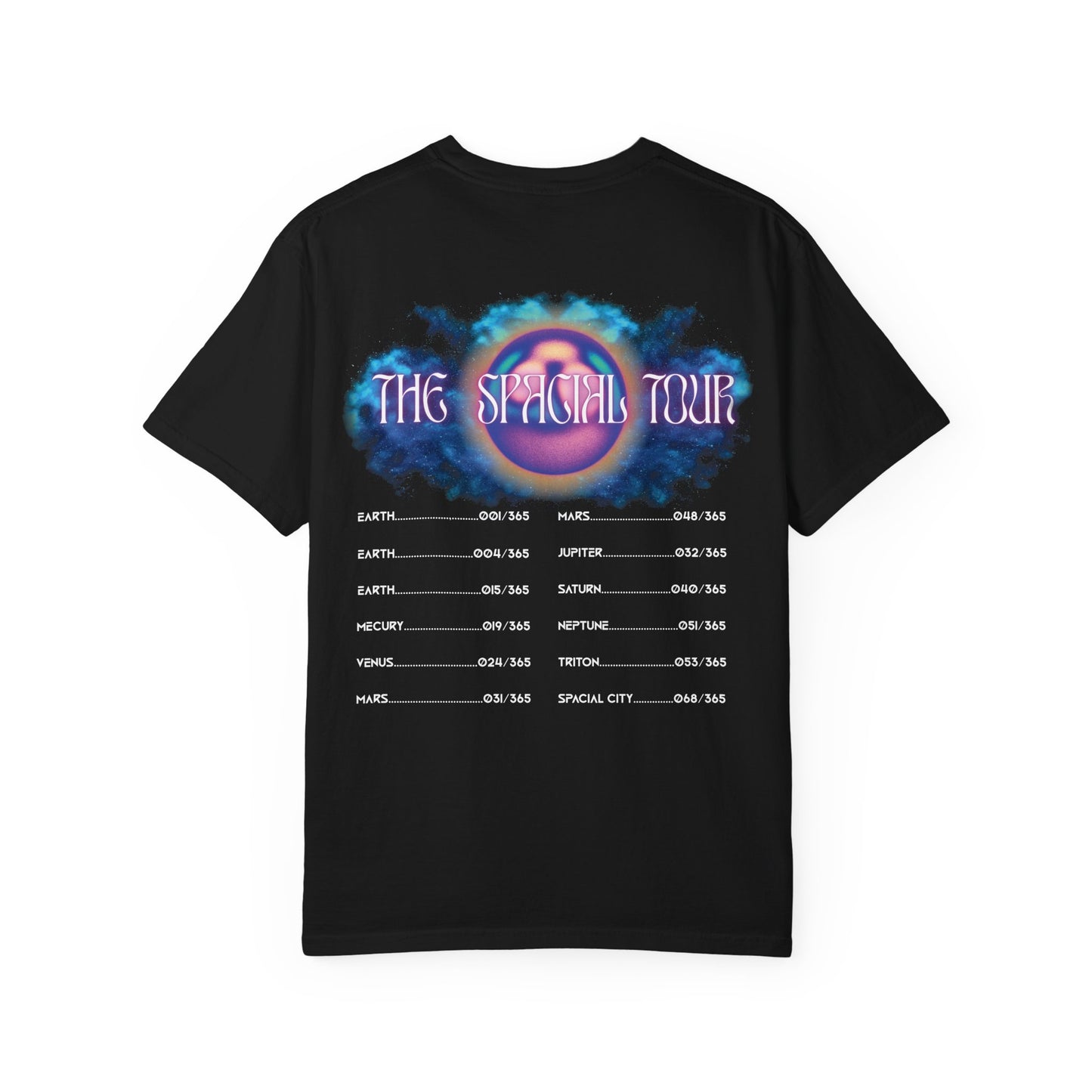 Spacial Tour T-Shirt, Galaxy Graphic Tee, Unisex Dyed Shirt, Space Lover Gift, Astronomy Merch, Nebula Cosmos Top